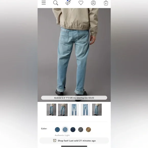 American Eagle AE Easy Flex Original Straight Men’s 32x30  Jeans NWT - Picture 6 of 8